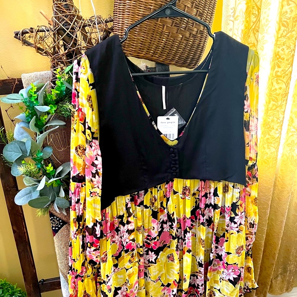 Free People midi, or mini! long sleeves boho dress